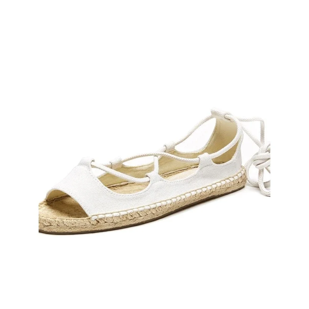 Soludos Biarritz Lace Up Espadrille in White, Women's Size 11